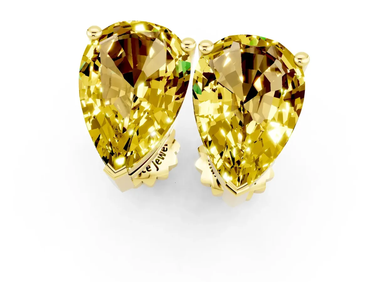Pear Cut Yellow Sapphire Stud Earrings Yellow gold
