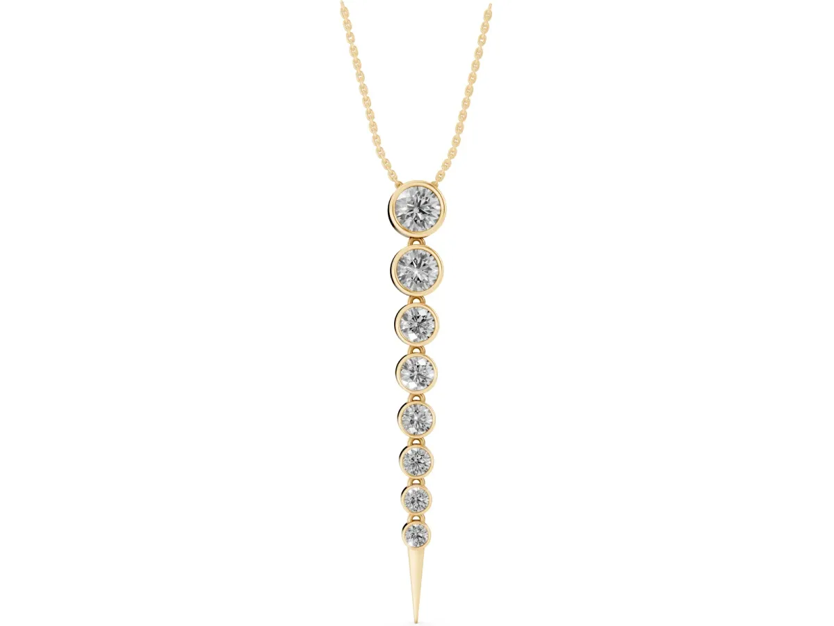 Round Diamond Drop Necklace with Bezel Setting Yellow gold