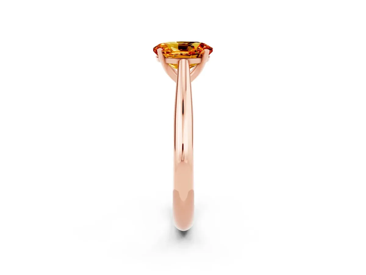 Oval Cut Citrine Solitaire Engagement Ring with Cathedral Setting and Four-Prong Mount Rose gold
