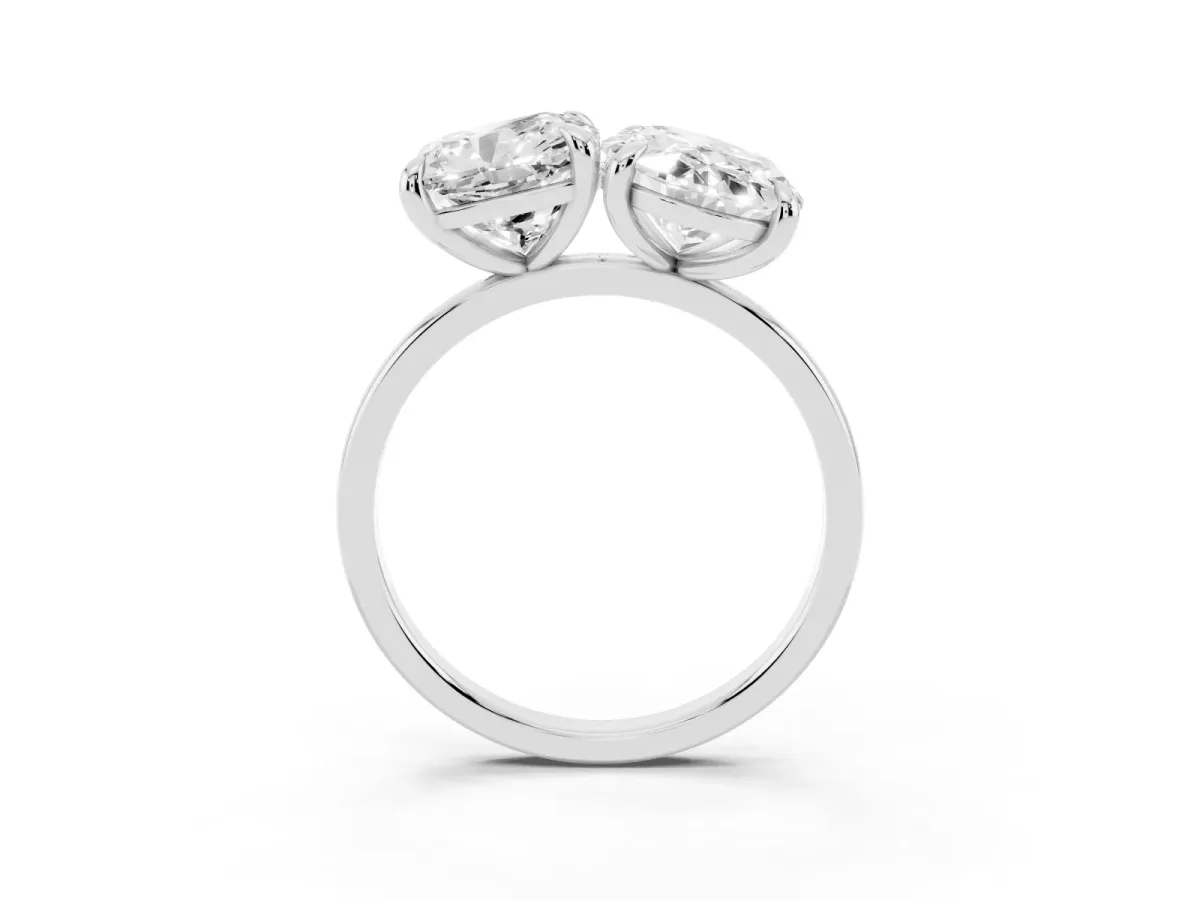 Oval and Cushion Toi Moi Ring with Prong Setting and Plain Band Silver
