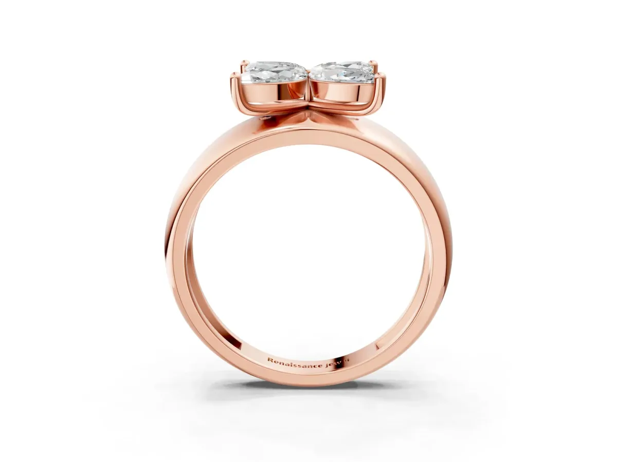 Marquise Diamond Floral Promise Ring Rose gold