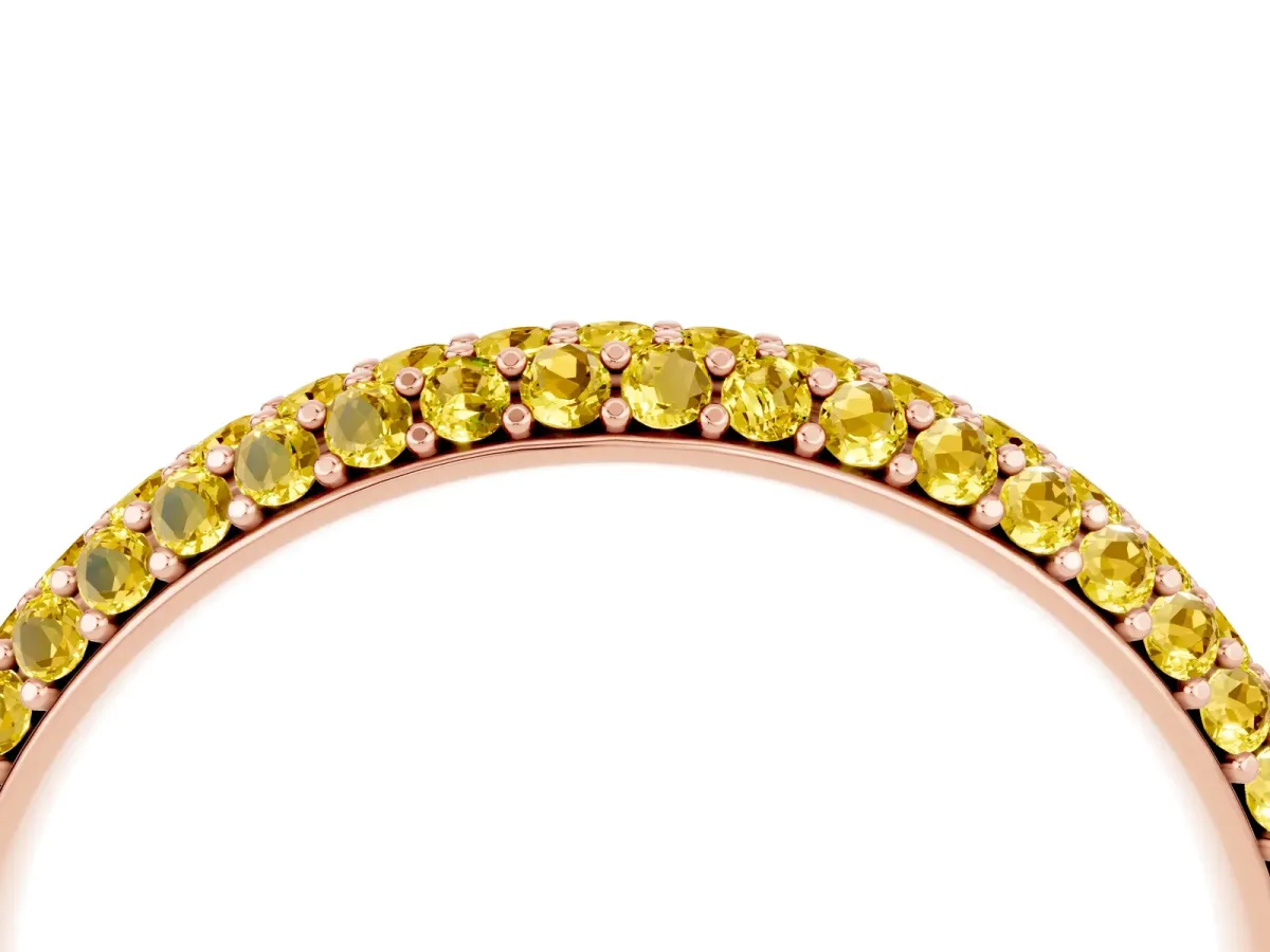 Round Yellow Sapphire Pavé Eternity Band with Shared Prong Setting Rose gold