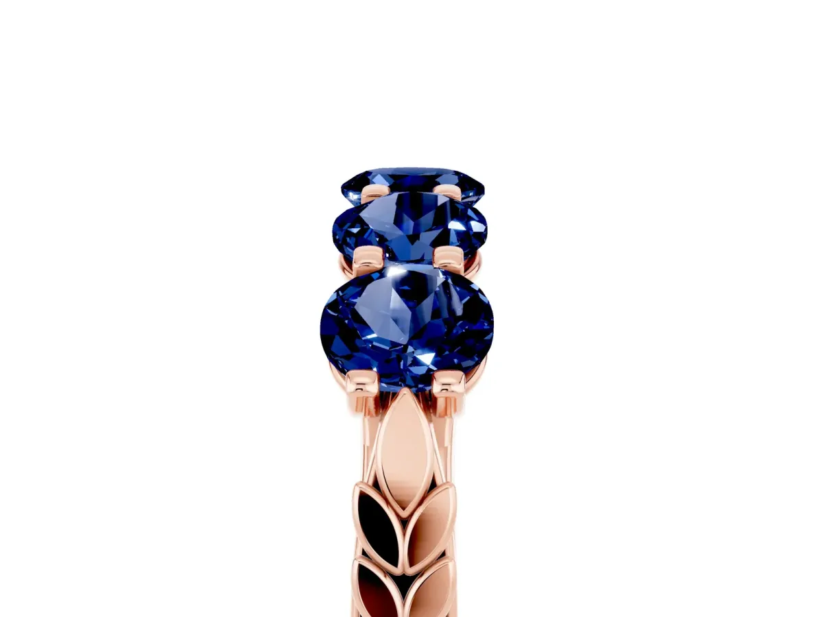 Five-Stone Round Blue Sapphire Prong-Set Band Rose gold