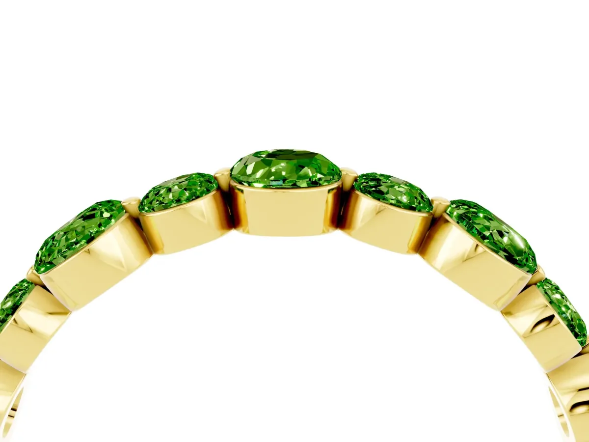 Round Peridot Scalloped Prong Set Eternity Band Yellow gold