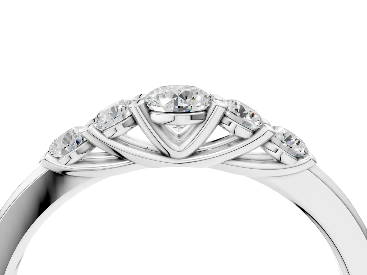 Five-Stone Round Diamond Prong Set Half Eternity Band White gold