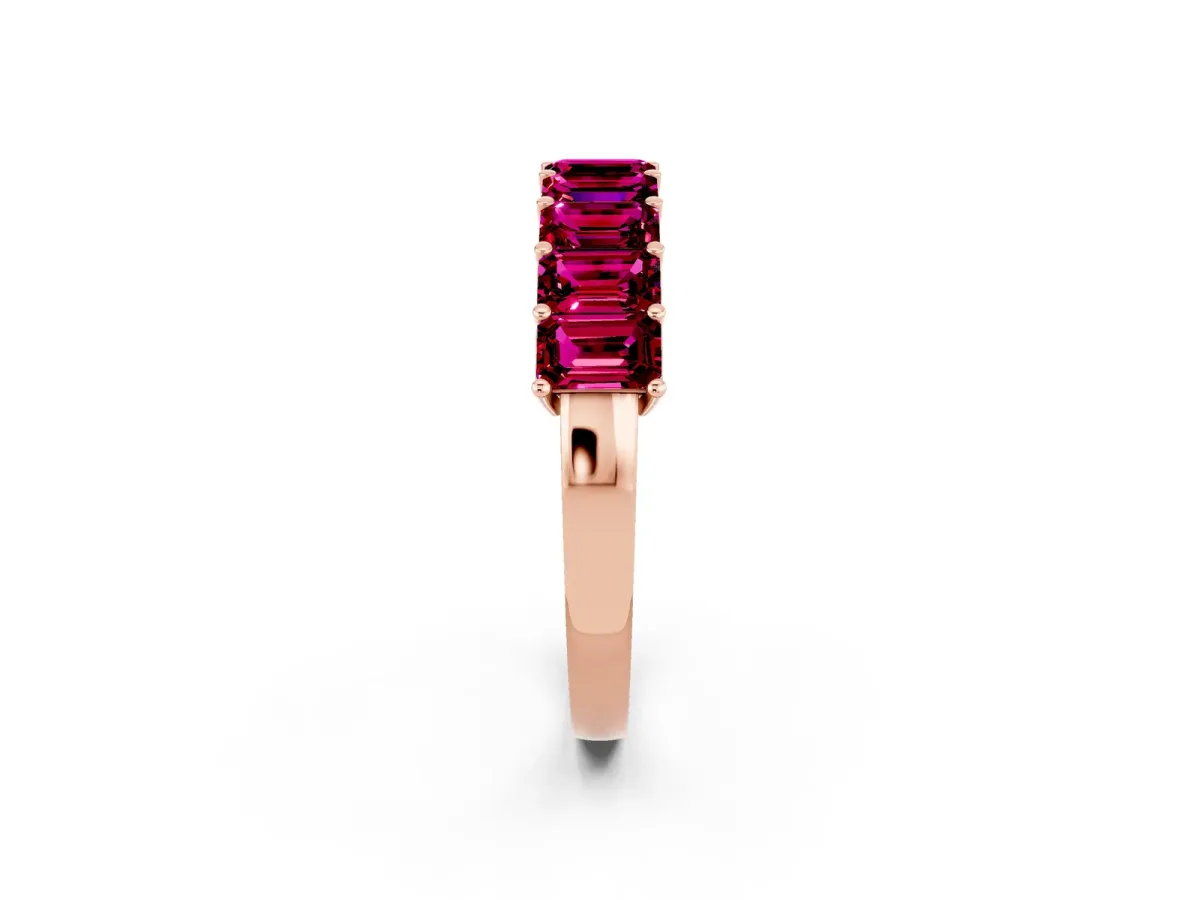 Emerald Cut Garnet Prong-Set Eternity Band Rose gold