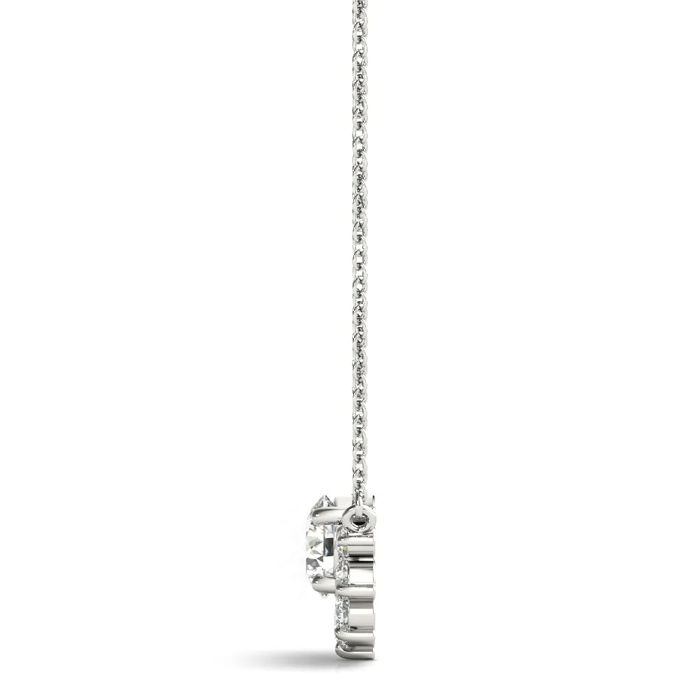 Round Cluster Diamond Pendant with Prong Setting Silver