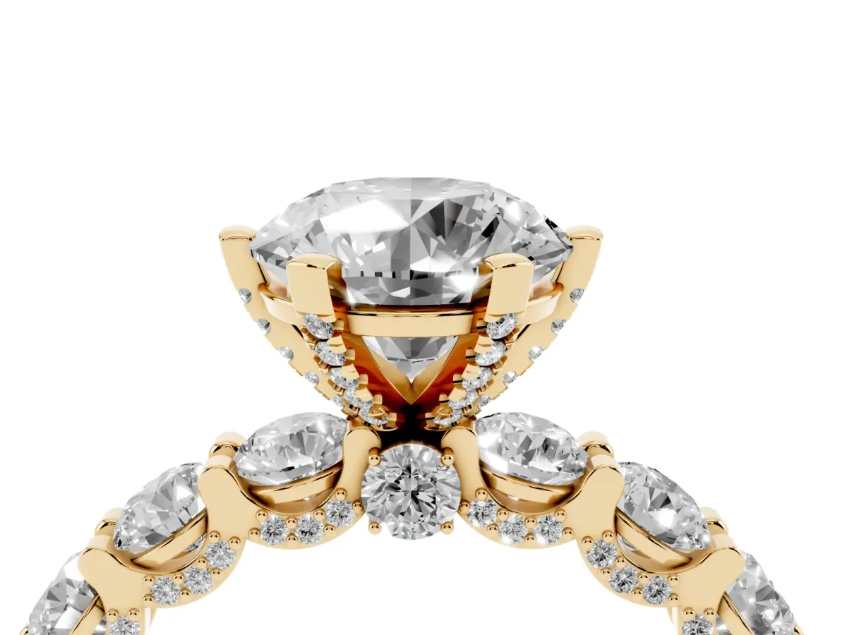 Round Diamond Mens Ring with Graduated Side Stones Yellow gold