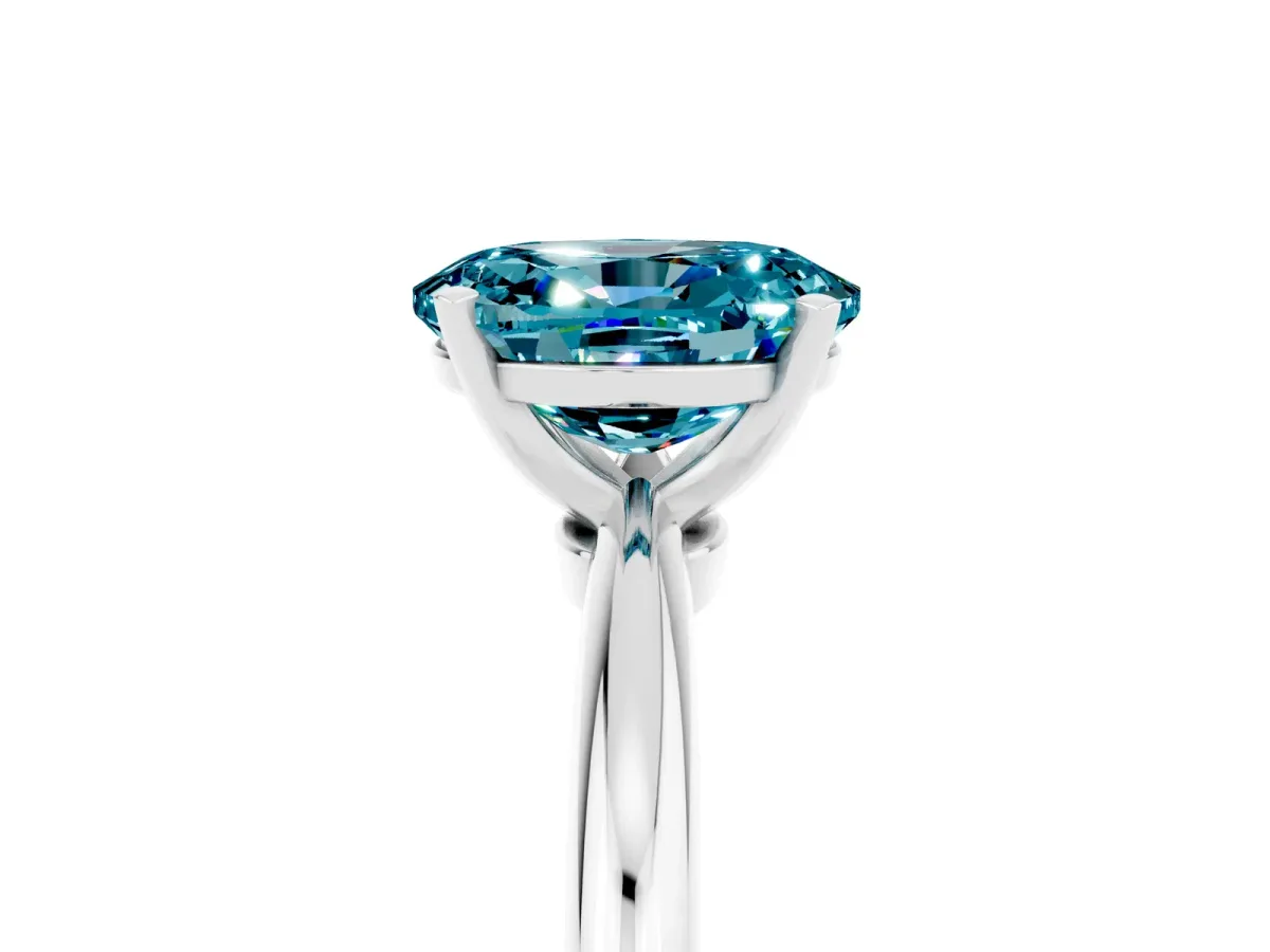 Oval Cut Blue Topaz Solitaire Ring with Six-Prong Setting and Classic Band Silver