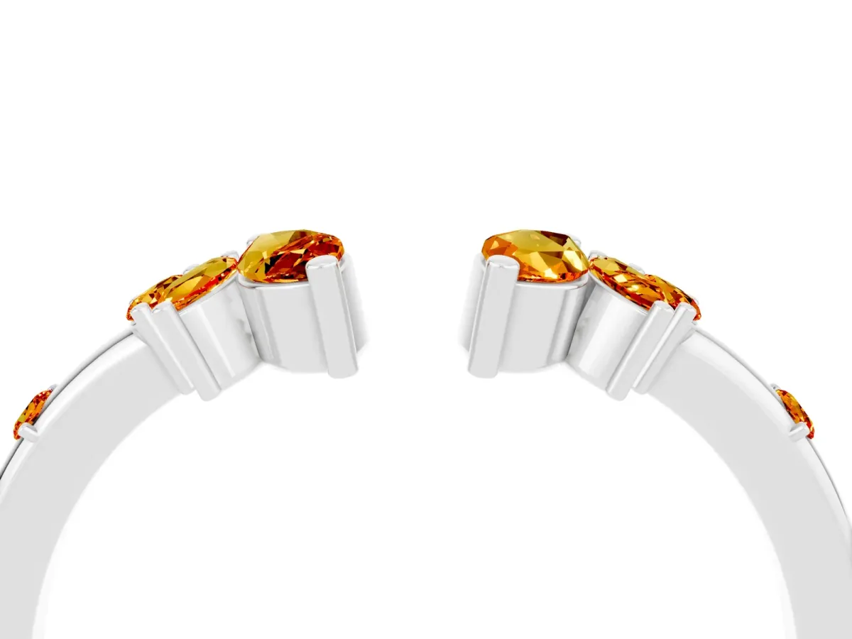 Open Marquise Cluster Citrine Band with Prong Setting Silver