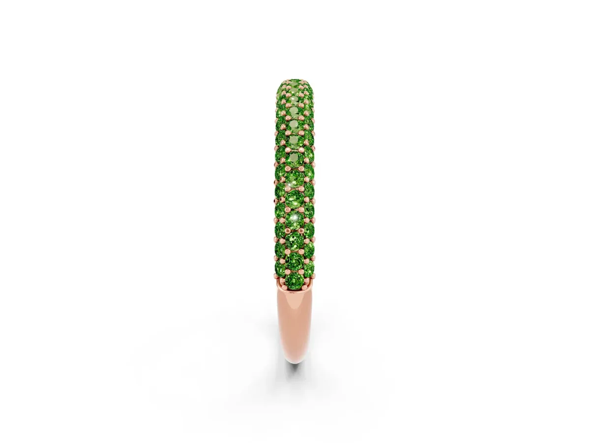 Round Peridot Pavé Eternity Band with Shared Prong Setting Rose gold