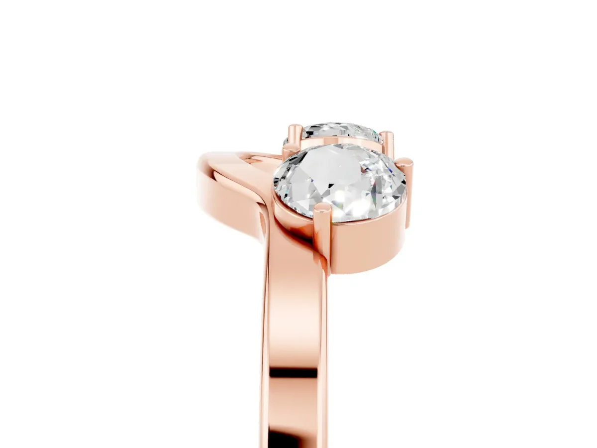 Dual Round Moissanite Open Band Ring with Prong Setting Rose gold