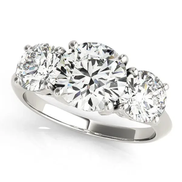 Three-Stone Asscher Cut Cut Diamond Engagement Ring with Prong Setting on a White Gold Band Silver