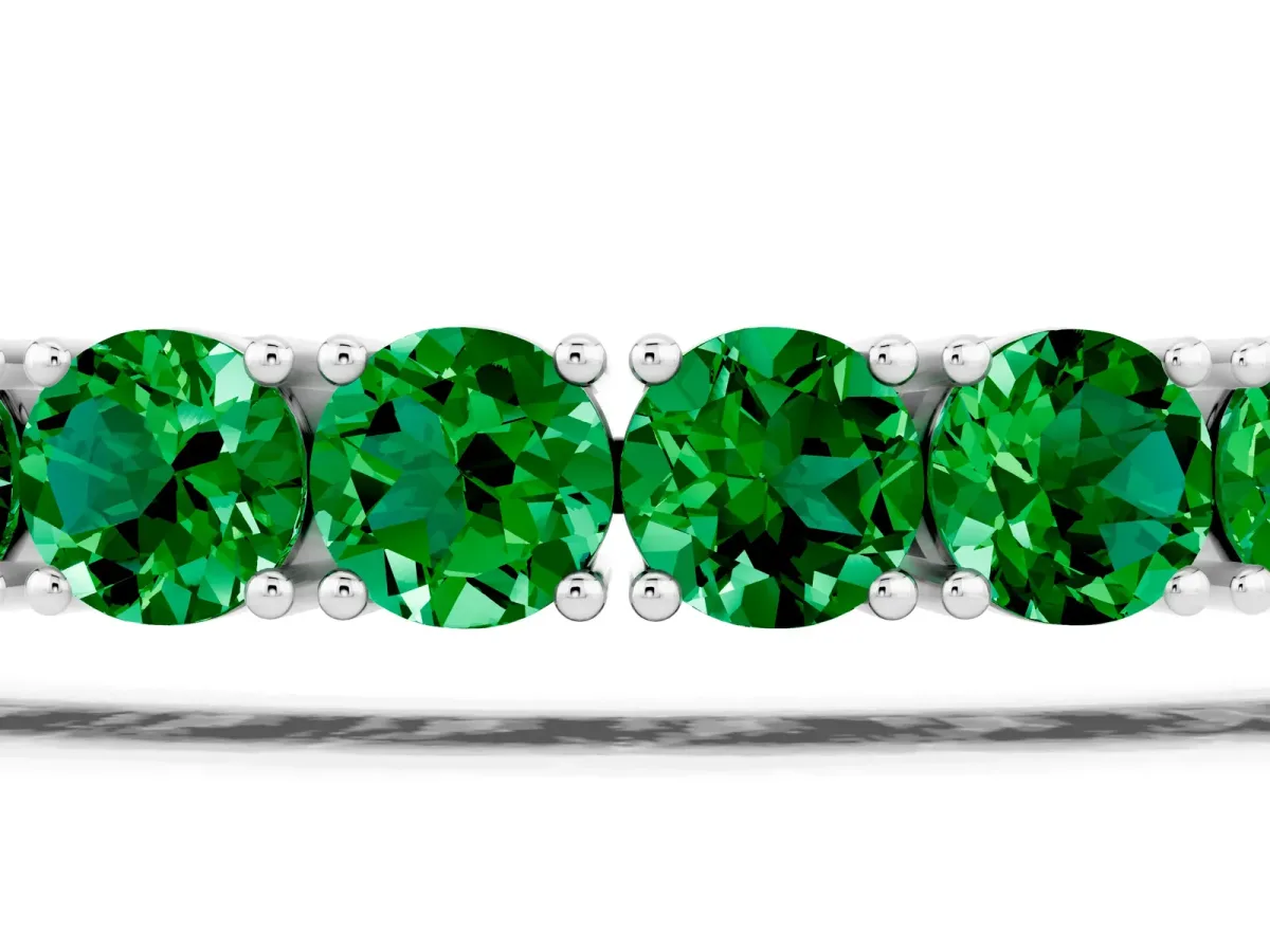 Round Brilliant Emerald Tennis Bracelet with Prong Setting Silver