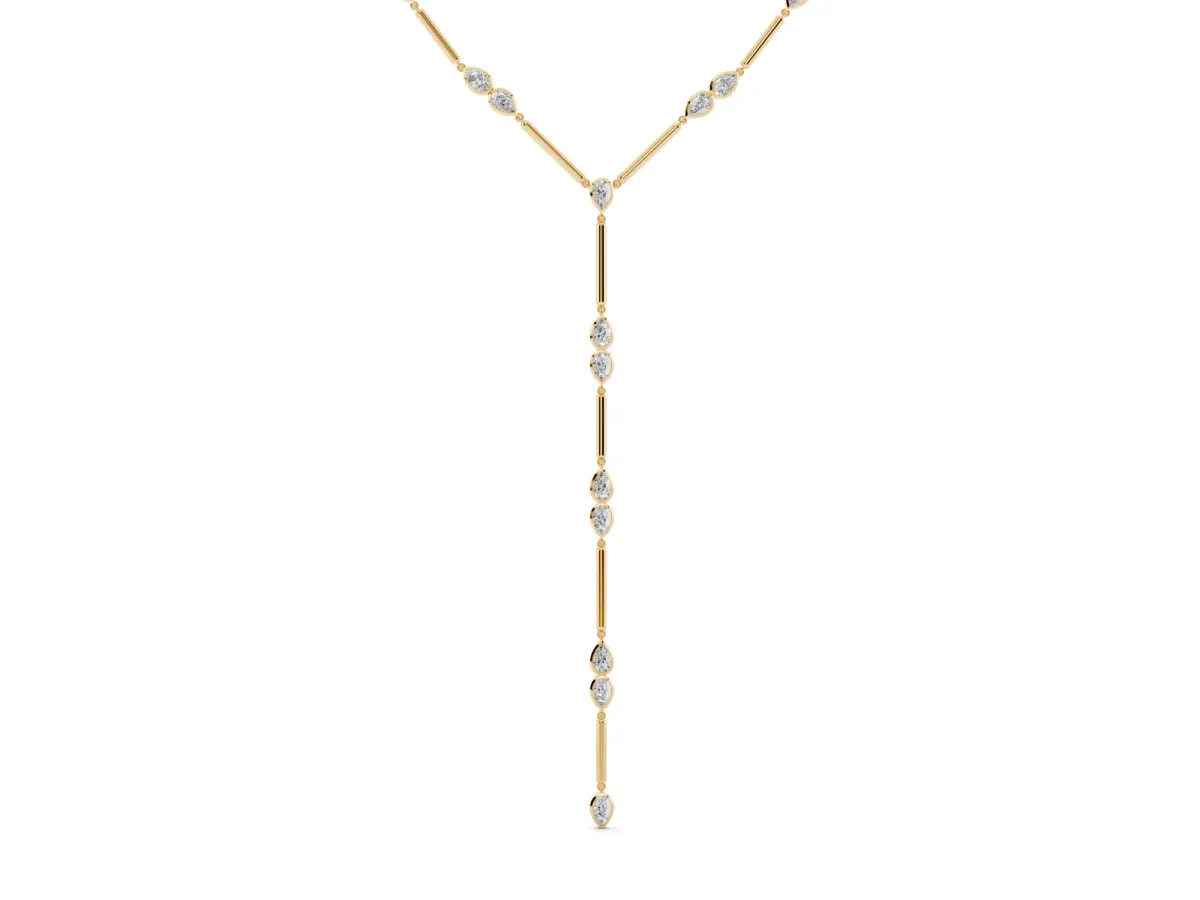 Pear Diamond Lariat Necklace with Station Accents Yellow gold
