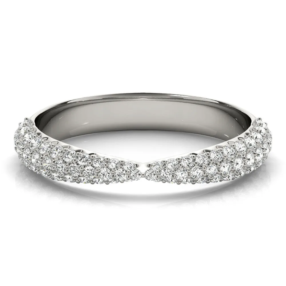 Pavé Round Diamond Twist Band with Micro Prong Setting Silver