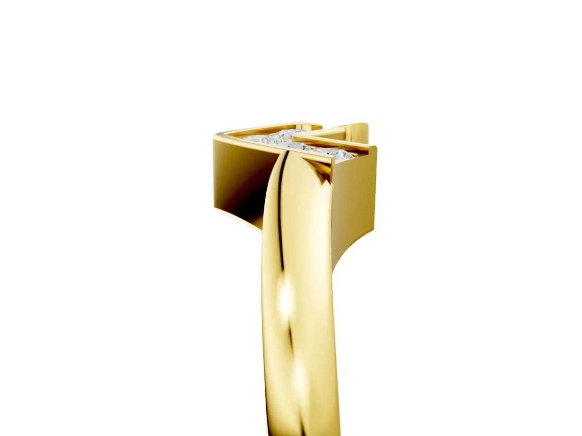 Channel-Set Round Diamond Twist Band Yellow gold