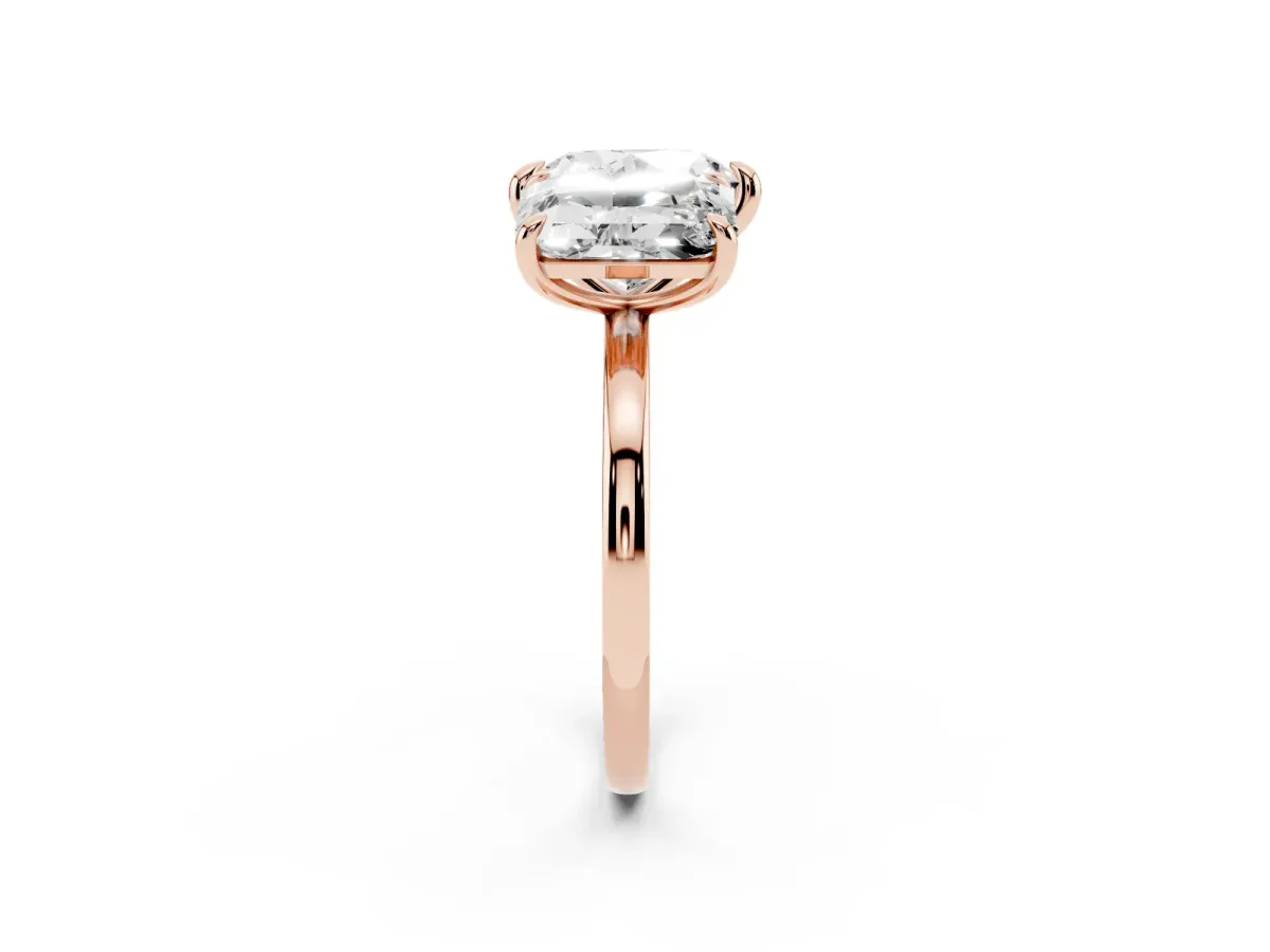 Radiant and Heart Toi Moi Ring with Prong Setting and Plain Band Rose gold