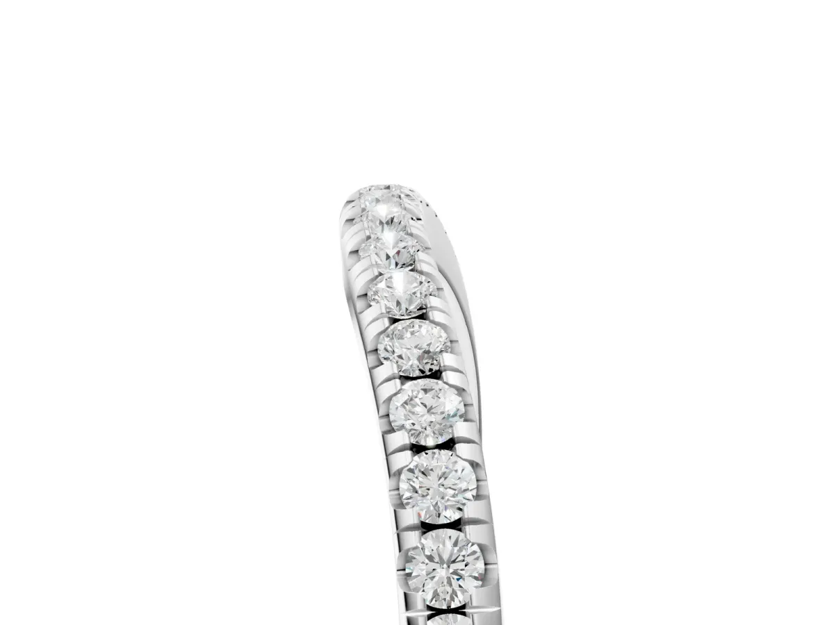 Round Diamond Pavé Set Curved White Gold Band Platinum