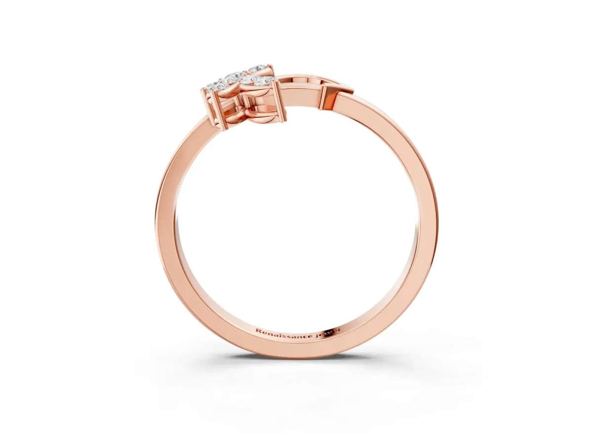 Marquise Diamond Cluster Bypass Ring with Prong Setting Rose gold