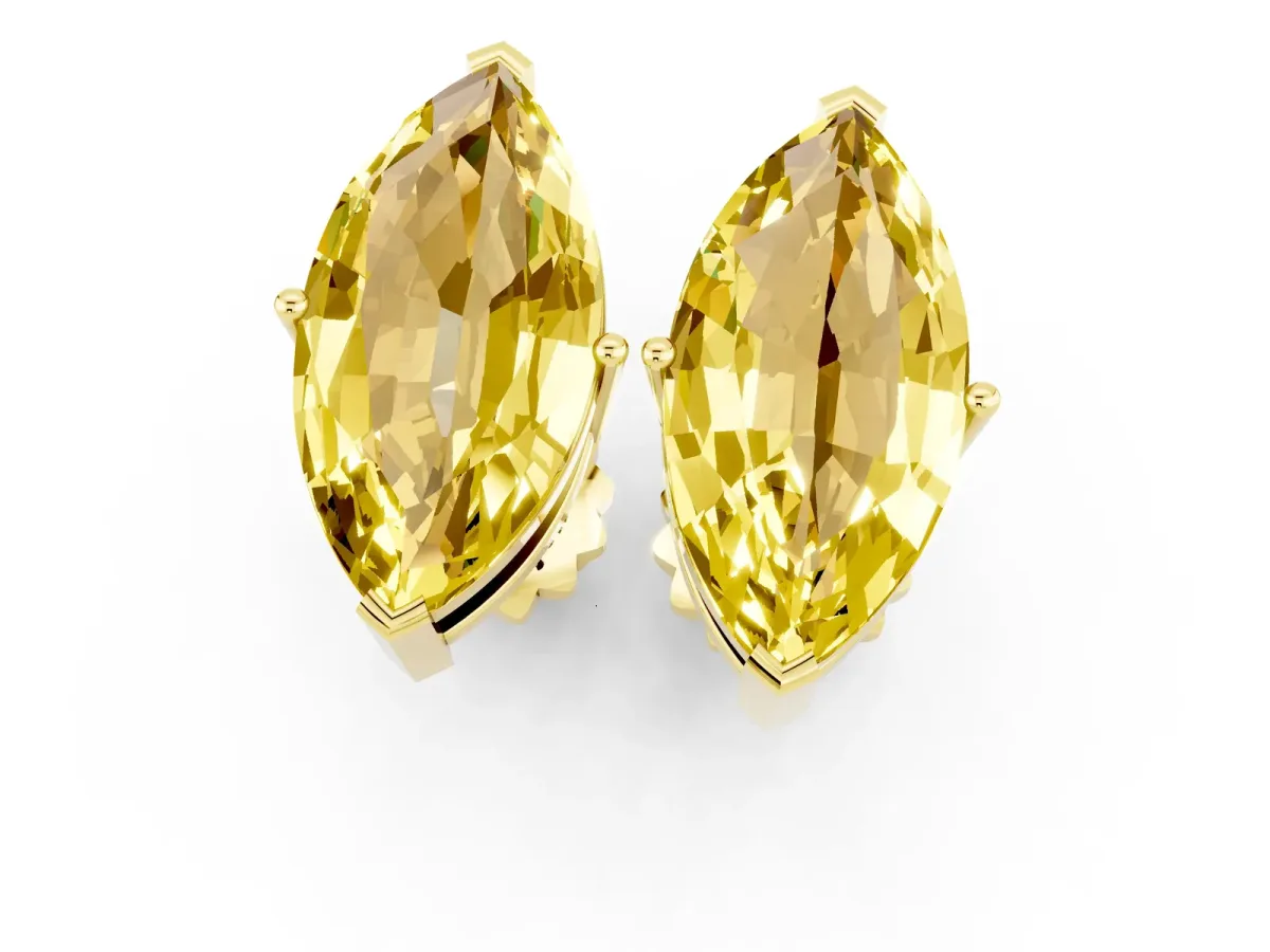 Marquise Cut Yellow Sapphire Stud Earrings Yellow gold