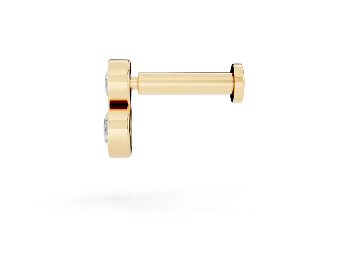 Round Diamond Duo Flatback Earring Yellow gold