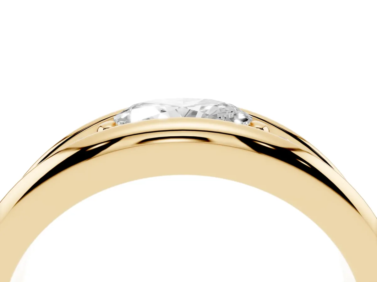 Oval Diamond Mens Ring with Round Diamond Accents Yellow gold