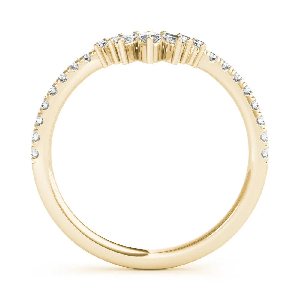 Marquise Cluster Diamond Pavé Band with Prong Setting Yellow gold