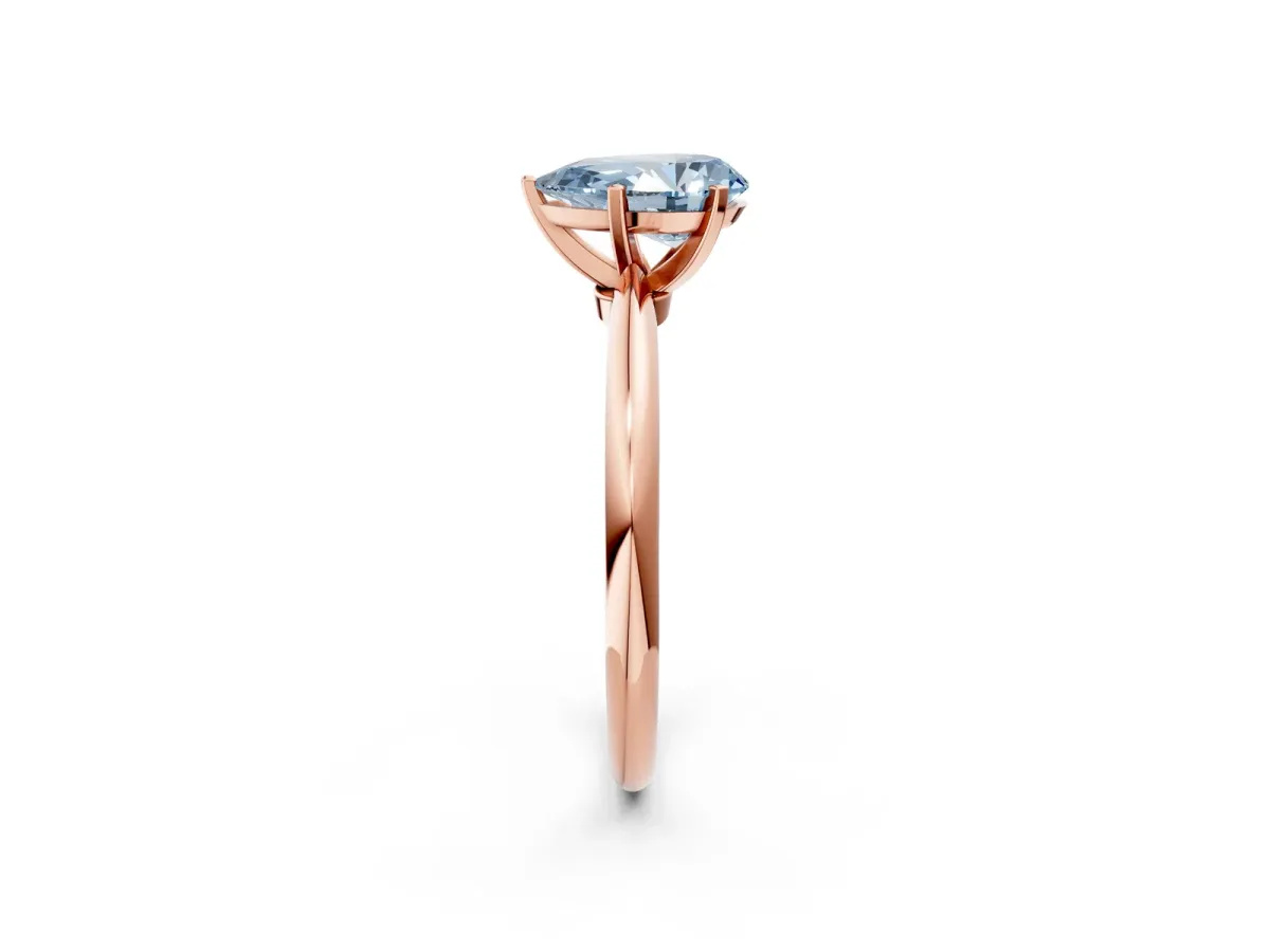 Fancy Blue Pear Cut Diamond Solitaire Ring with Six-Prong Setting and Classic Band Rose gold