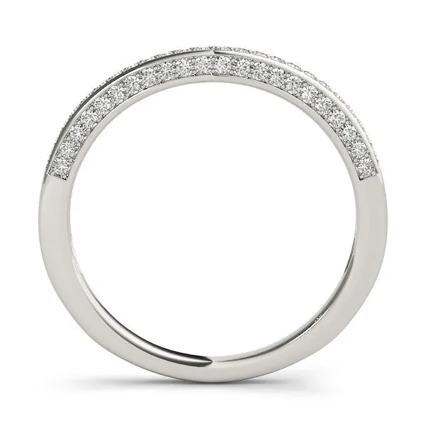 Pavé Round Diamond Curved Band White gold