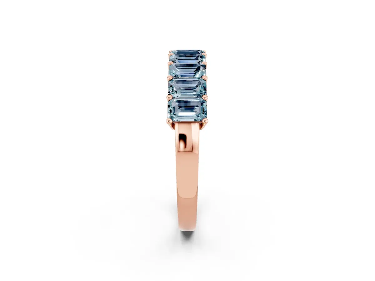 Emerald Cut Aquamarine Prong-Set Eternity Band Rose gold