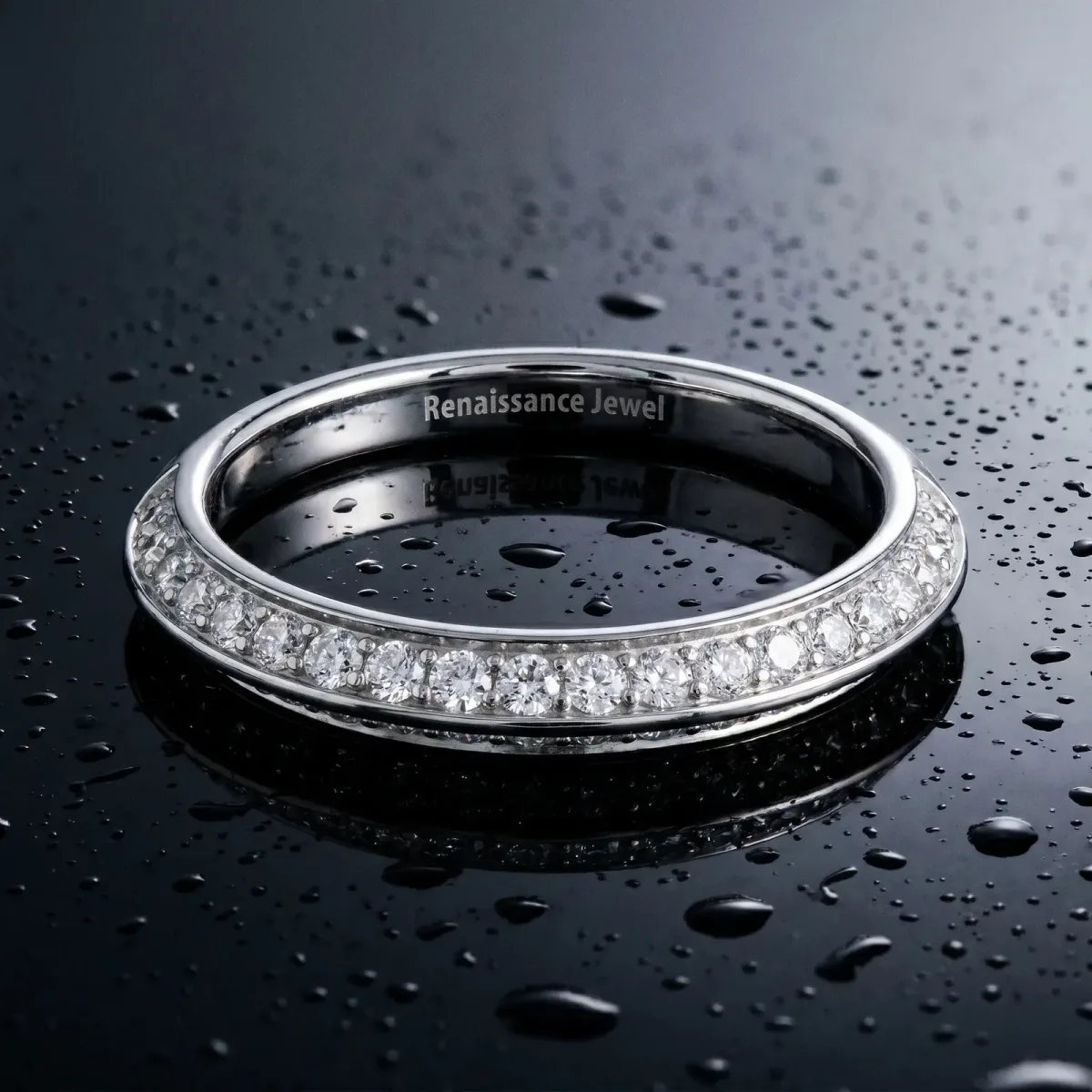 Double Row Pavé Round Diamond Eternity Band with Channel Setting White gold