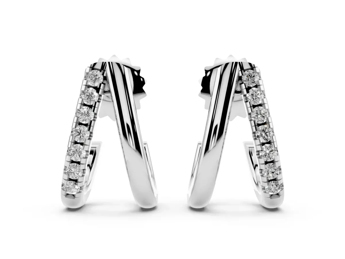 Round Diamond Zuri Huggie Hoop Earrings Platinum