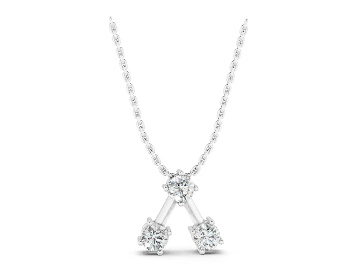Three-Stone Round Diamond Prong Set Pendant White gold