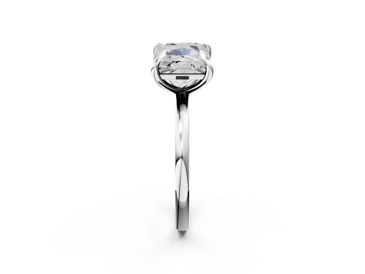 Cushion and Princess Toi Moi Ring with Prong Setting and Plain Band Silver