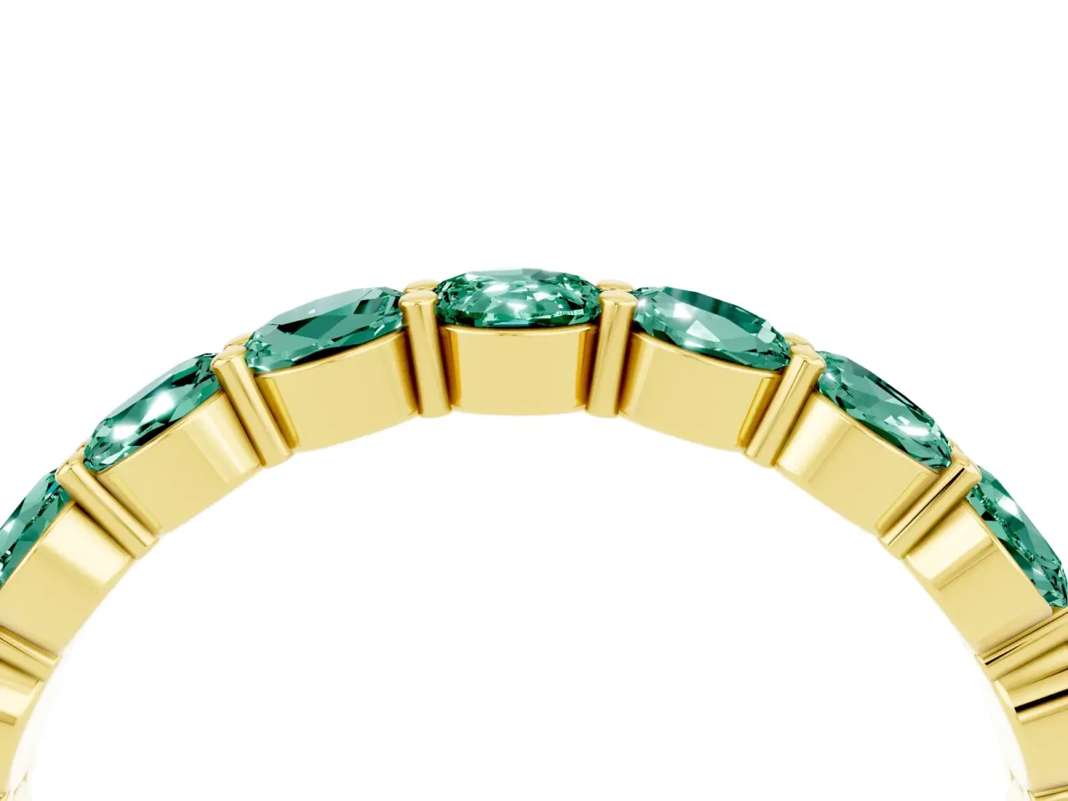 Round Green Sapphire Eternity Band with U-Prong Setting Yellow gold
