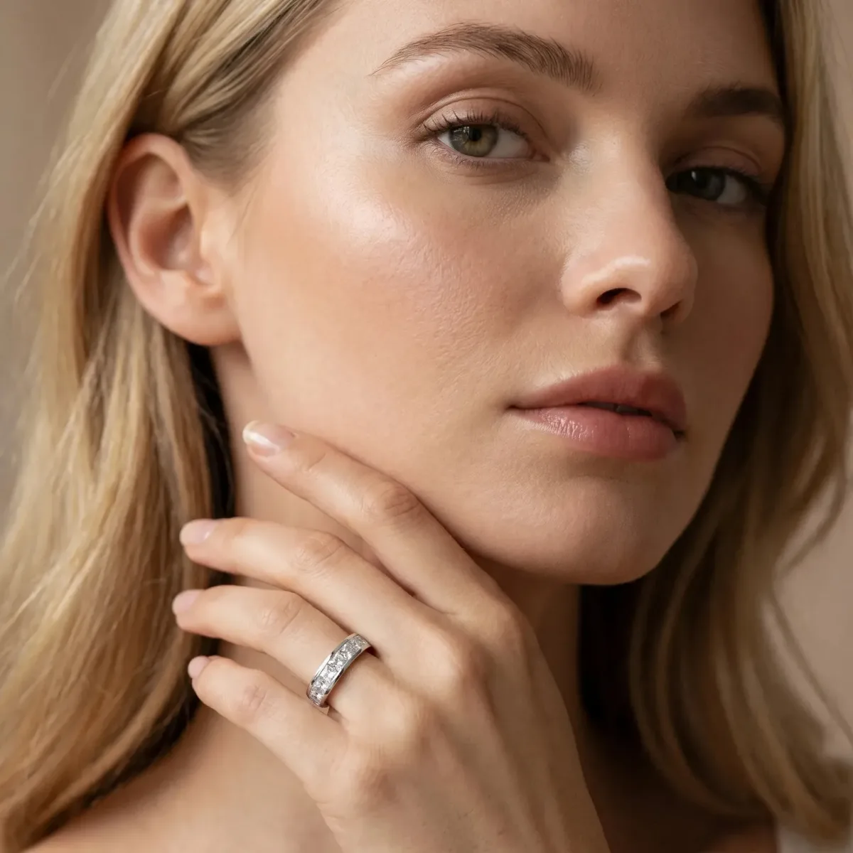 Princess Cut Channel Set Diamond Eternity Band Platinum