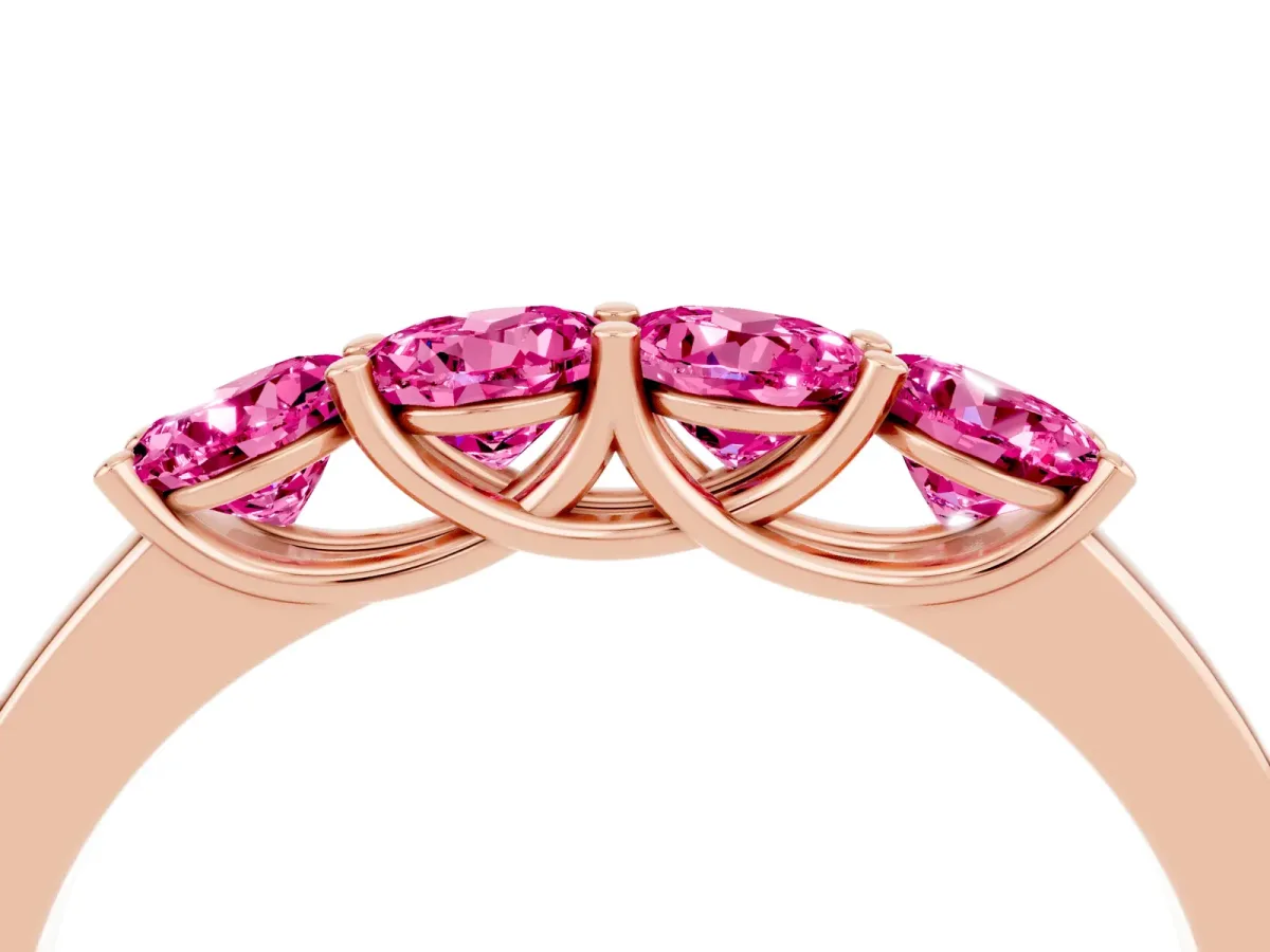 Four-Stone Round Pink Sapphire Prong-Set Band Rose gold