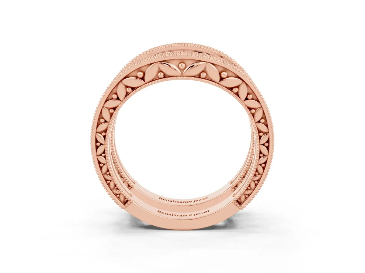 Round Yellow Sapphire Milgrain Eternity Band with Channel Setting Rose gold