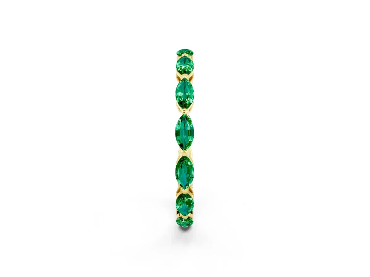 Marquise Emerald Eternity Band with U-Prong Setting Yellow gold