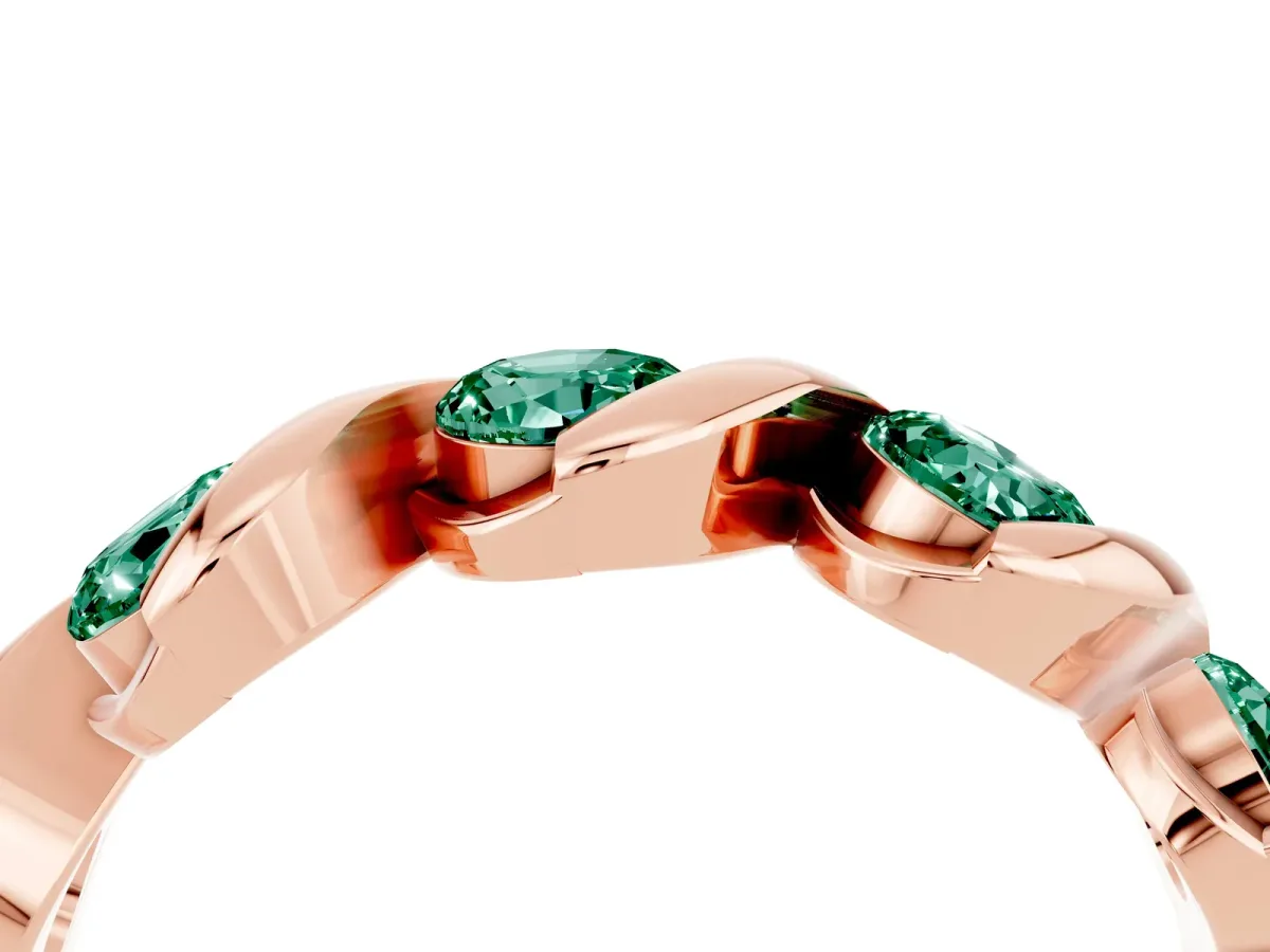 Round Green Sapphire Wave Band with Channel Setting and Shared Prongs Rose gold