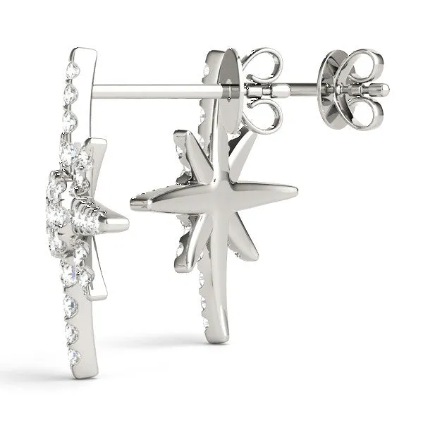 Pavé Diamond Starburst Stud Earrings White gold