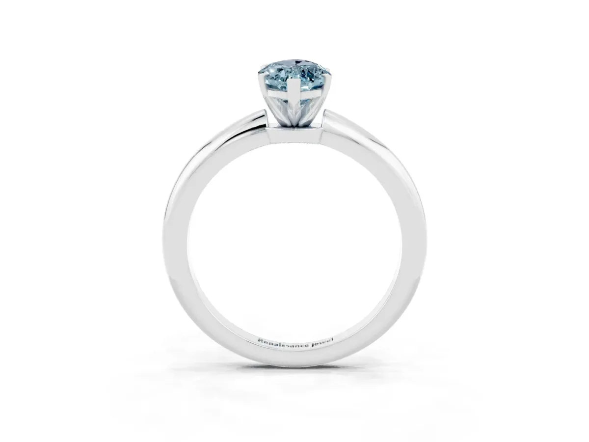 Marquise Cut Aquamarine Solitaire Ring with Six-Prong Setting and Classic Band Silver