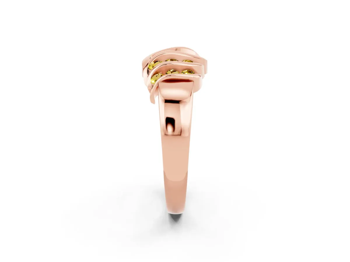 Round Yellow Sapphire Multi-Row Crossover Band Rose gold