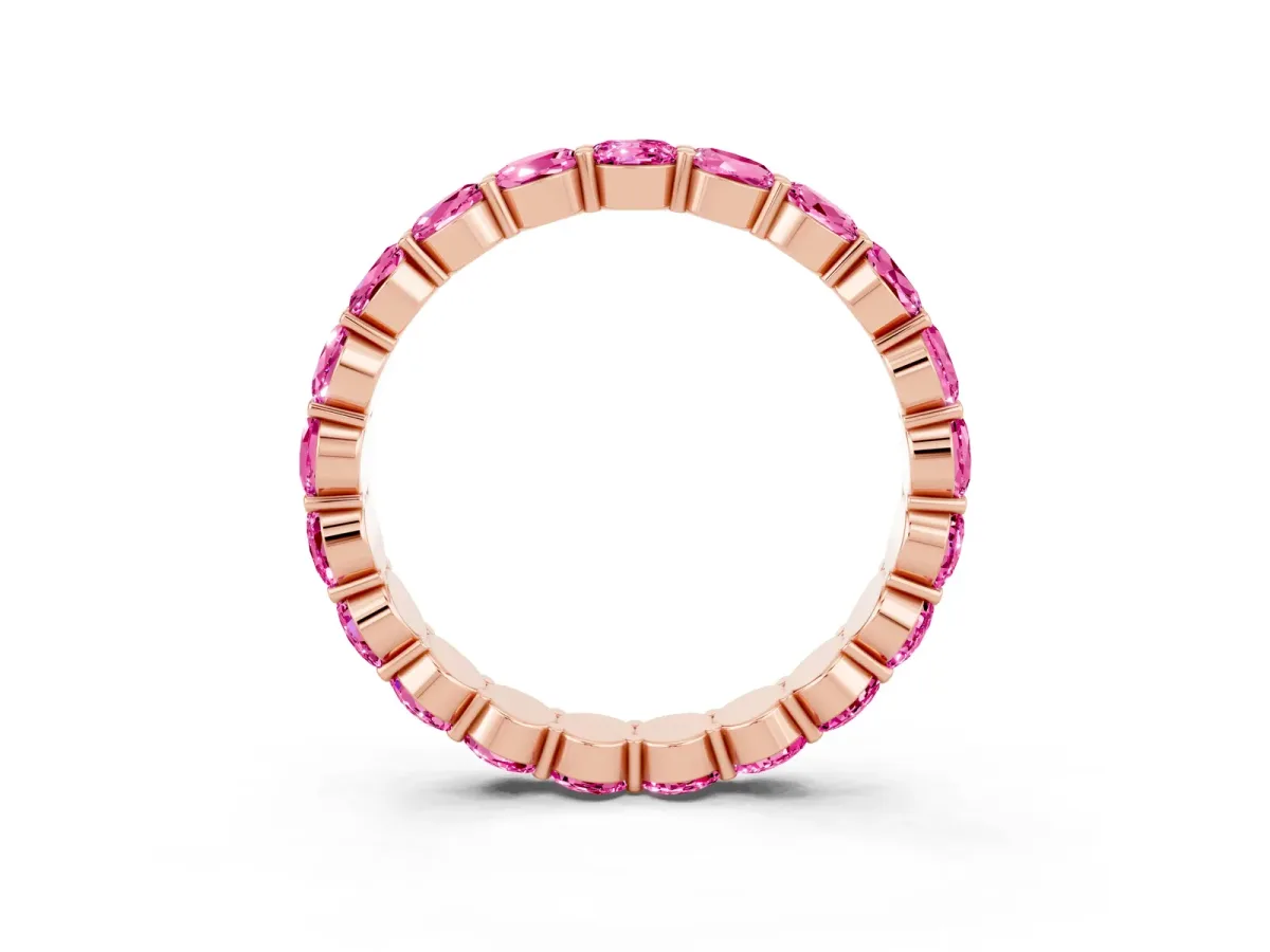 Round Pink Sapphire Eternity Band with U-Prong Setting Rose gold