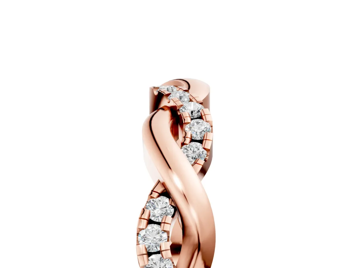Round Diamond Twist Eternity Band with Pavé Setting Rose gold
