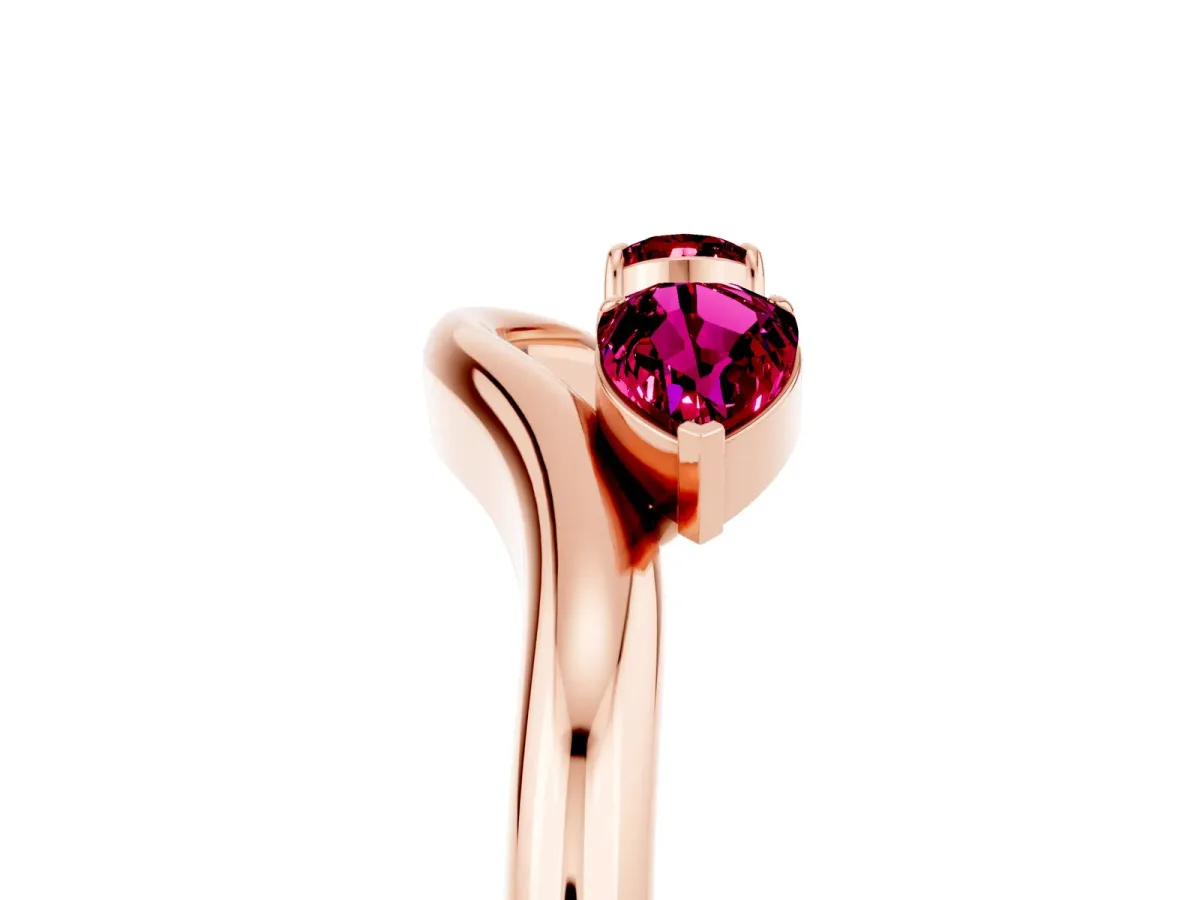 Pear Cut Garnet Two-Stone Open Band Ring with Prong Setting Rose gold