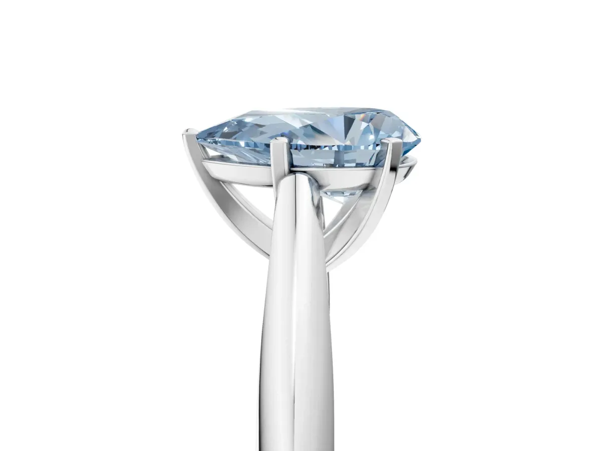 Fancy Blue Pear Cut Diamond Solitaire Engagement Ring with Cathedral Setting and Four-Prong Mount White gold