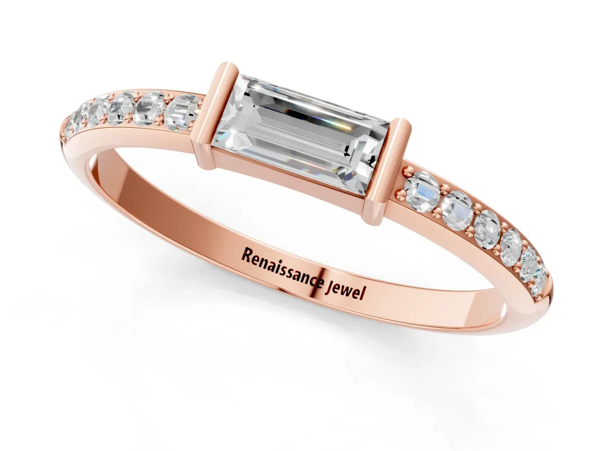 Baguette Diamond Pavé Band with Bar Setting Rose gold