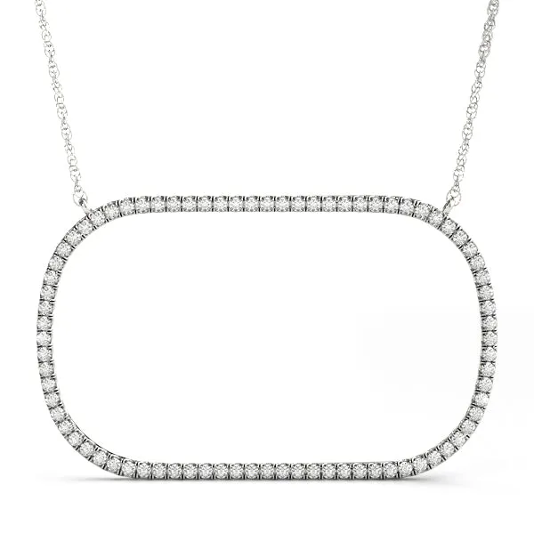 Oval Diamond Pavé Prong Pendant Silver
